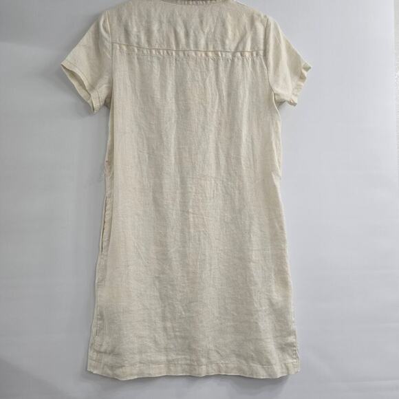 Tahari 100% Linen Shirt Dress XS Butter Yellow Collared Summer Resort Coastal - Picture 3 of 8